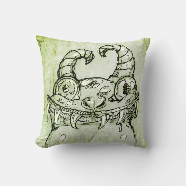Love Monster Sketch Throw Pillow (Front)