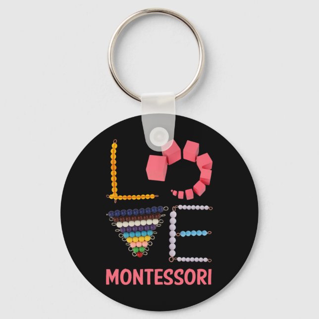 Love Montessori Education Math Teacher  Keychain (Front)