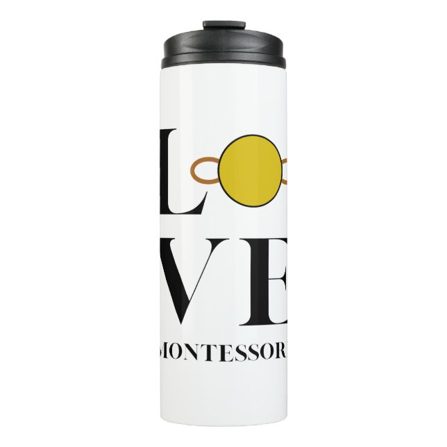 Love | Montessori | Golden Unit Bead Thermal Tumbler (Front)