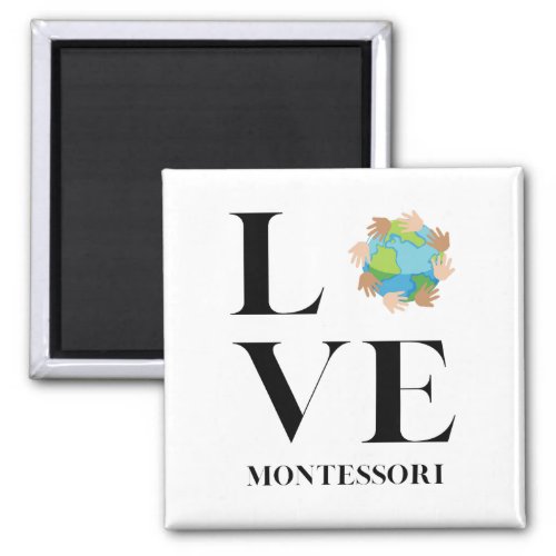 Love  Montessori  Hands Around The World Magnet