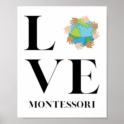 Love  Montessori  Hands Around The World  Poster