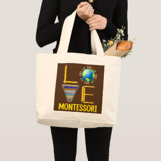 Love Montessori Teacher Montessori Education Back Large Tote Bag