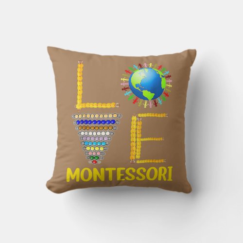 Love Montessori Teacher Montessori Education Back Throw Pillow