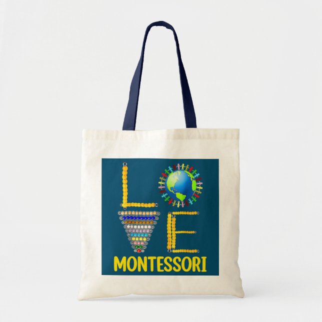 Love Montessori Teacher Montessori Education Back Tote Bag (Front)