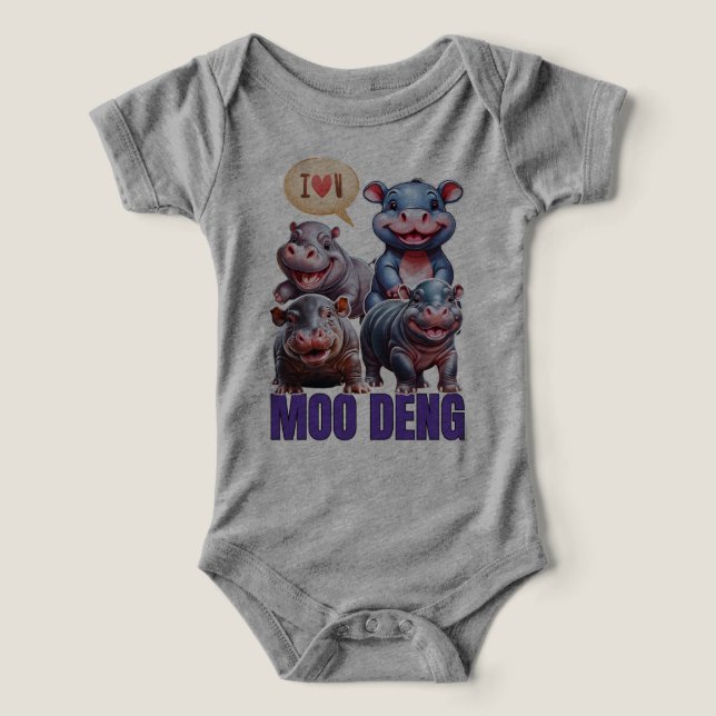 Love  moo Deng Thai funny famous little baby hippo Infant T-shirt (Design Front)