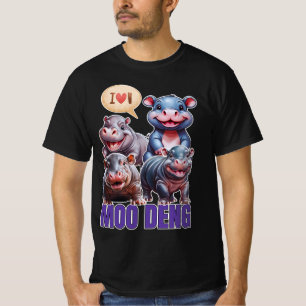 Love  moo Deng Thai funny famous little baby hippo T-Shirt