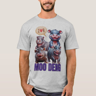 Love  moo Deng Thai funny famous little baby hippo T-Shirt