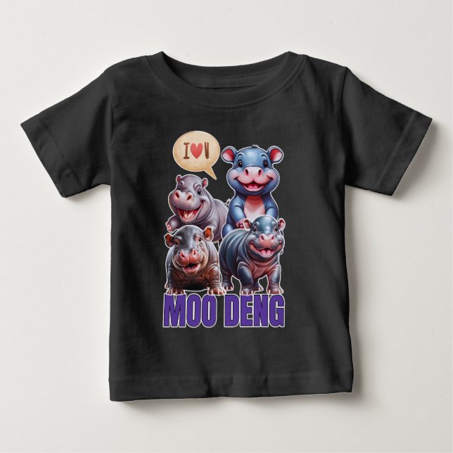 Love  moo Deng Thai funny famous little baby hippo T-Shirt (Front)