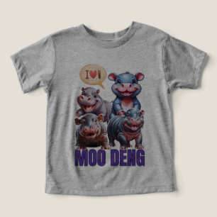 Love  moo Deng Thai funny famous little baby hippo Toddler T-shirt