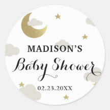 Love Moon and Back Glitter Star Clouds Baby Shower