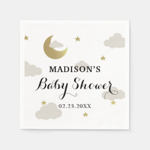 Love Moon and Back Glitter Star Clouds Baby Shower Napkins