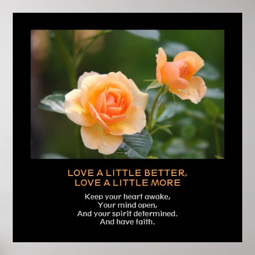 Love More Faith Personalized Quote Orange Roses Poster