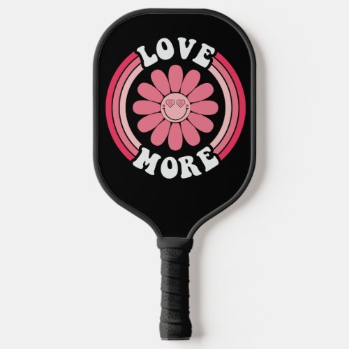 Love More Pickleball Paddle Flower Pink and Black