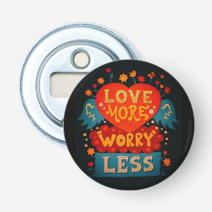 Love More Worry Less Cute Typography Bottle Opener
