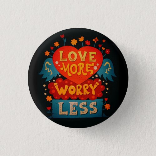 Love More Worry Less Cute Typography Button