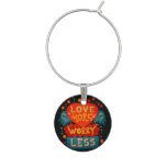 Love More Worry Less Cute Typography Wine Charm