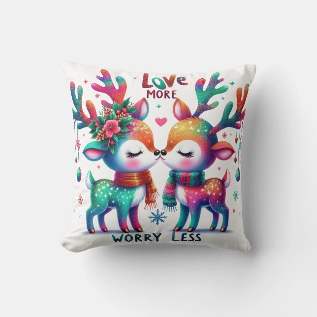 Love More - Worry Less Throw Pillow (Front)
