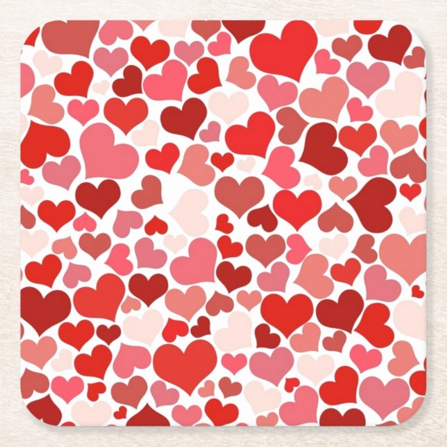 Love Mosaic Square Paper Coaster (Front)