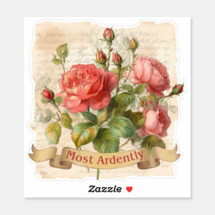 Vintage Valentine's Day, Retro Love and Romance Sticker, Zazzle