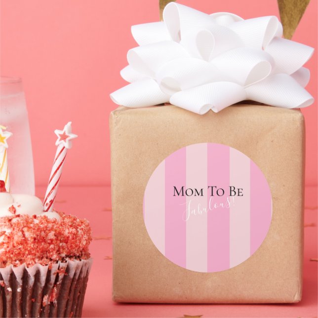 Love Mother To Be Fabulous Pink Baby Shower Party Classic Round Sticker (Party)