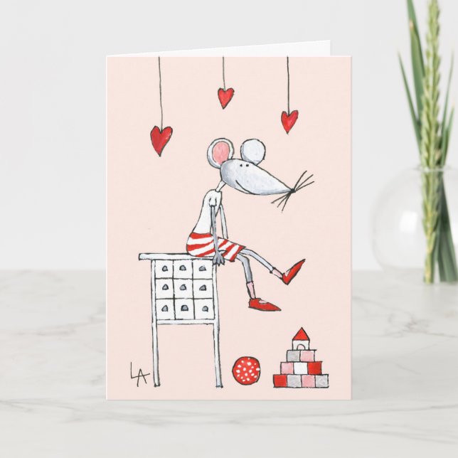 Love mouse Valentine's Day Holiday Card (Front)