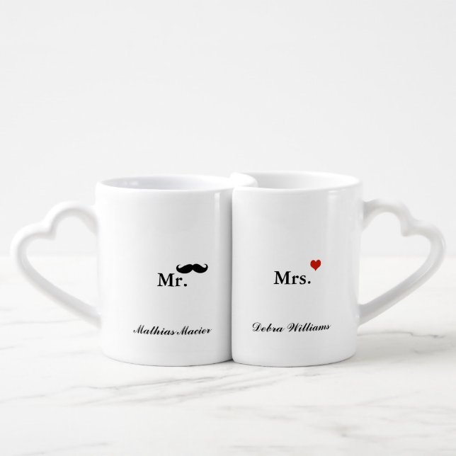 Love Mr Mrs personalized name Coffee Mug Set (Front Nesting)