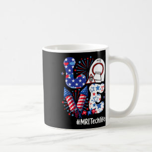 Love Mri Tech Life Usa Flag Fireworks 4th Of July Coffee Mug