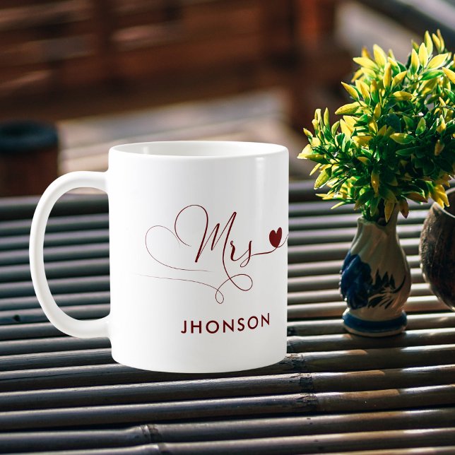 Love Mrs With Custom Name Wife Wedding gift Coffee Mug (Creator Uploaded)