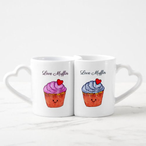 Love Muffins Pink and Blue _ Coffee Mug Set 