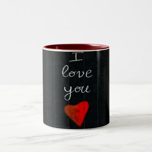 LOVE MUG SAYS I LOVE YOU WITH HEART Two_Tone COFFEE MUG