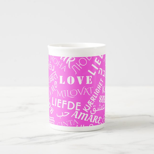 LOVE - Multi Language - Customizable International Bone China Mug (Front)