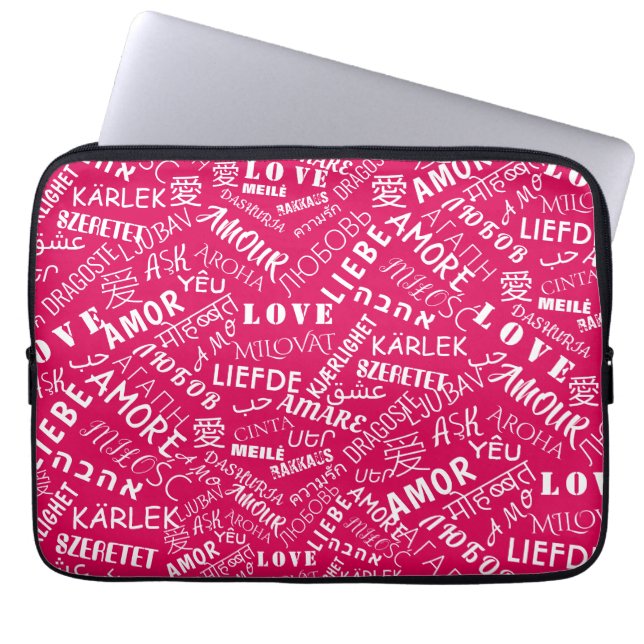 LOVE - Multi Language - Customizable International Laptop Sleeve (Front)