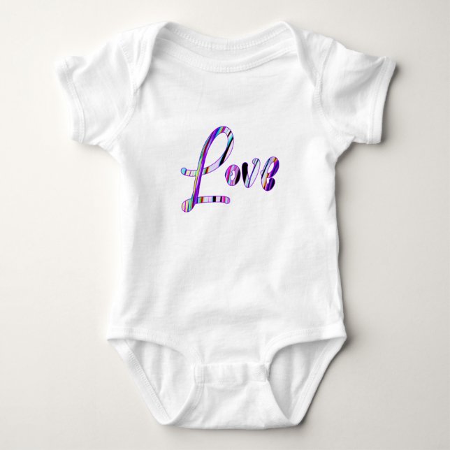 Love multicolor serif font text  baby bodysuit (Front)