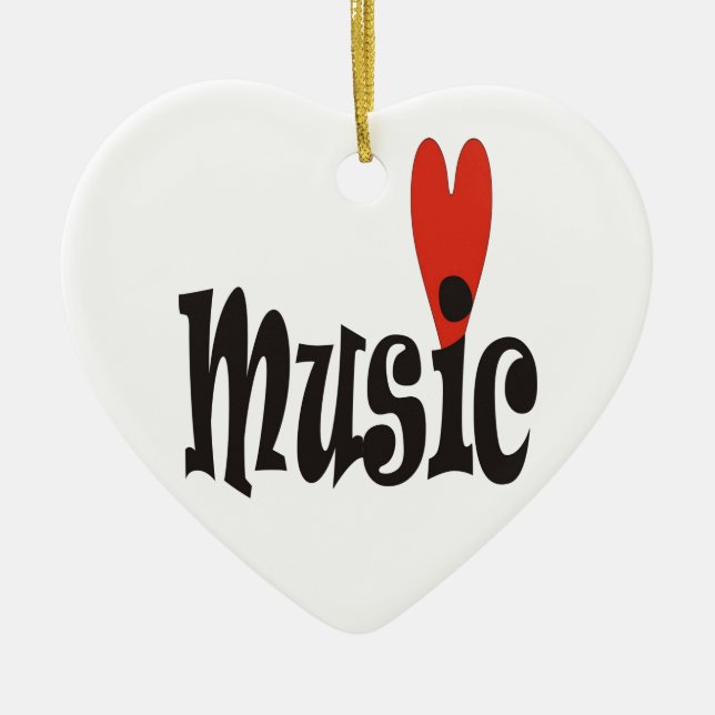 Love Music All-Over-Print T-Shirt Ceramic Ornament (Front)