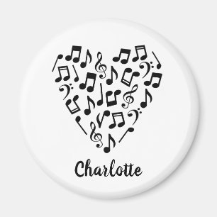 Love Music Black Music Notes Heart Name Magnet