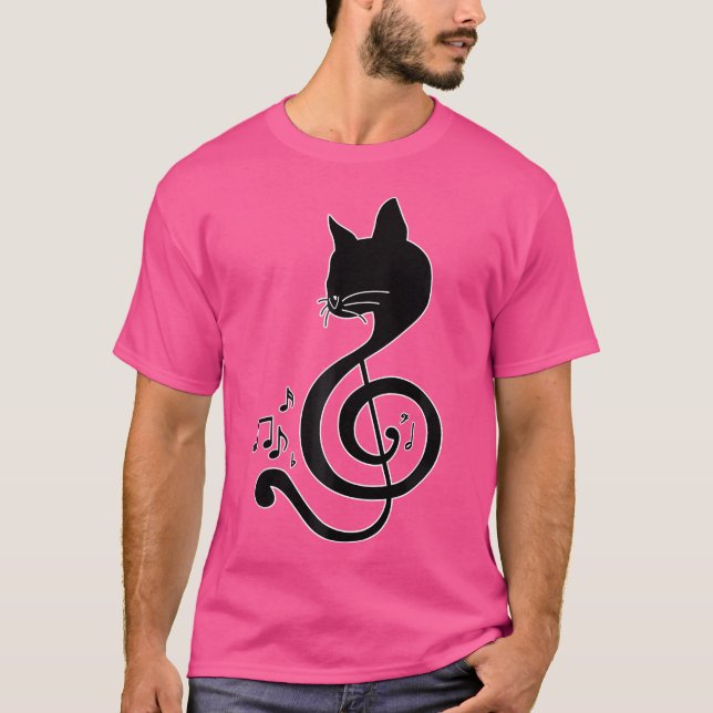 Love Music Cat Music Note Musical Note Pianist Pia T-Shirt (Front)