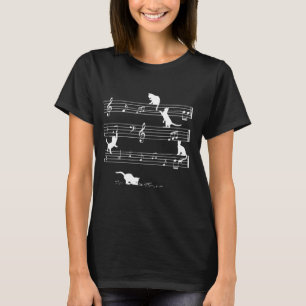 Love Music Cats Playing With Musical Notes Sheets T-Shirt