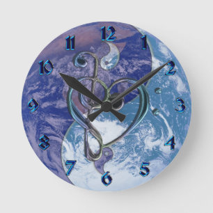 Love Music Clef Heart Yin-Yang Earth Clock