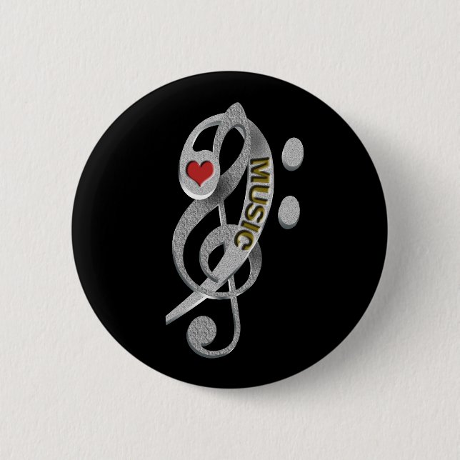 Love Music Clef Sculpture Button (Front)