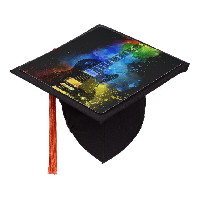 Love Music Guitar Graphic art  Musician  Graduation Cap Topper (Angled)