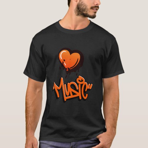 Love Music heart graffiti tag art street vocal gui T-Shirt