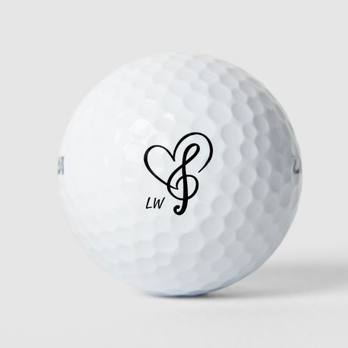 Love Music Logo Monogram Art Golf Balls