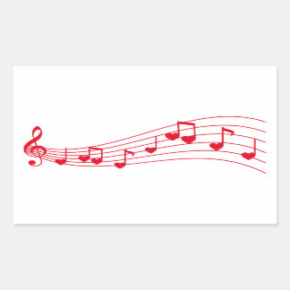 love music, musical notes with hearts rectangular sticker