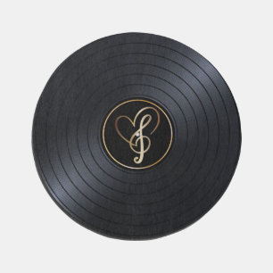 Love Music Notes Vinyl Record Outdoor Rug