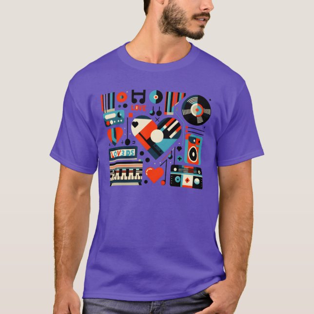 Love Music Ornament retro T-Shirt (Front)