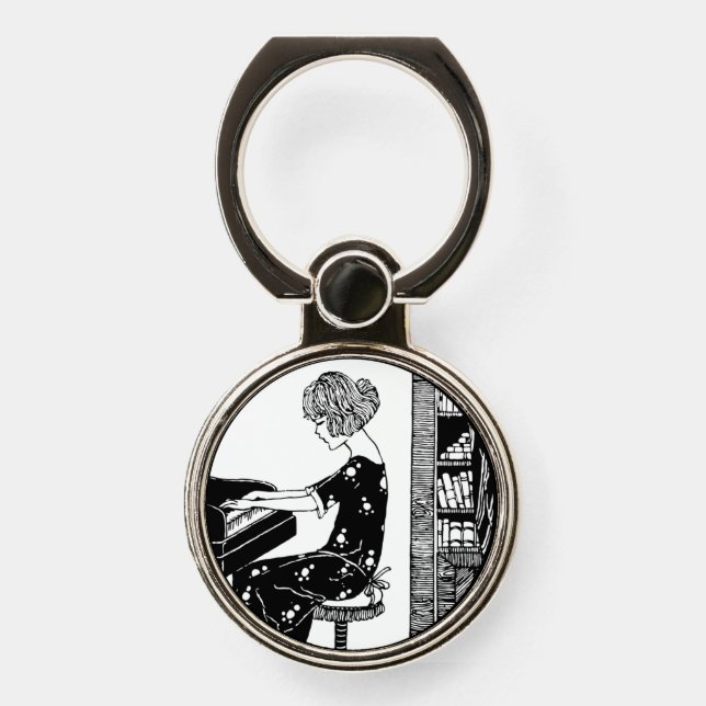 Love Music Piano Player Phone Ring Stand (Front)
