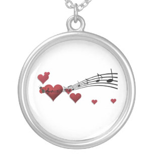 love music silver plated necklace