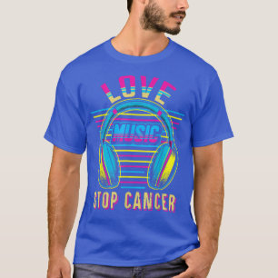 Love Music Stop Cancer  St Jude Breast Cancer Awar T-Shirt