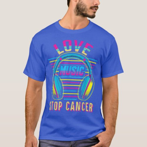 Love Music Stop Cancer  St Jude Breast Cancer Awar T_Shirt