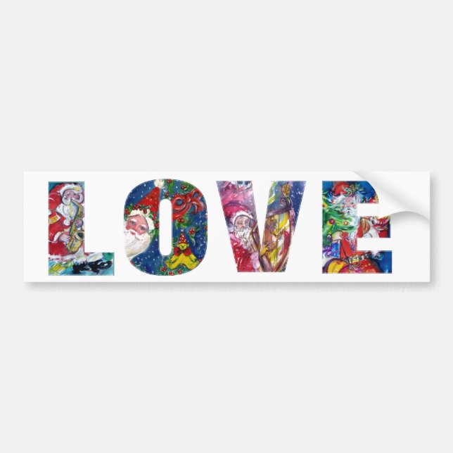 LOVE MUSICAL  SANTA XMAS PARTY BUMPER STICKER (Front)